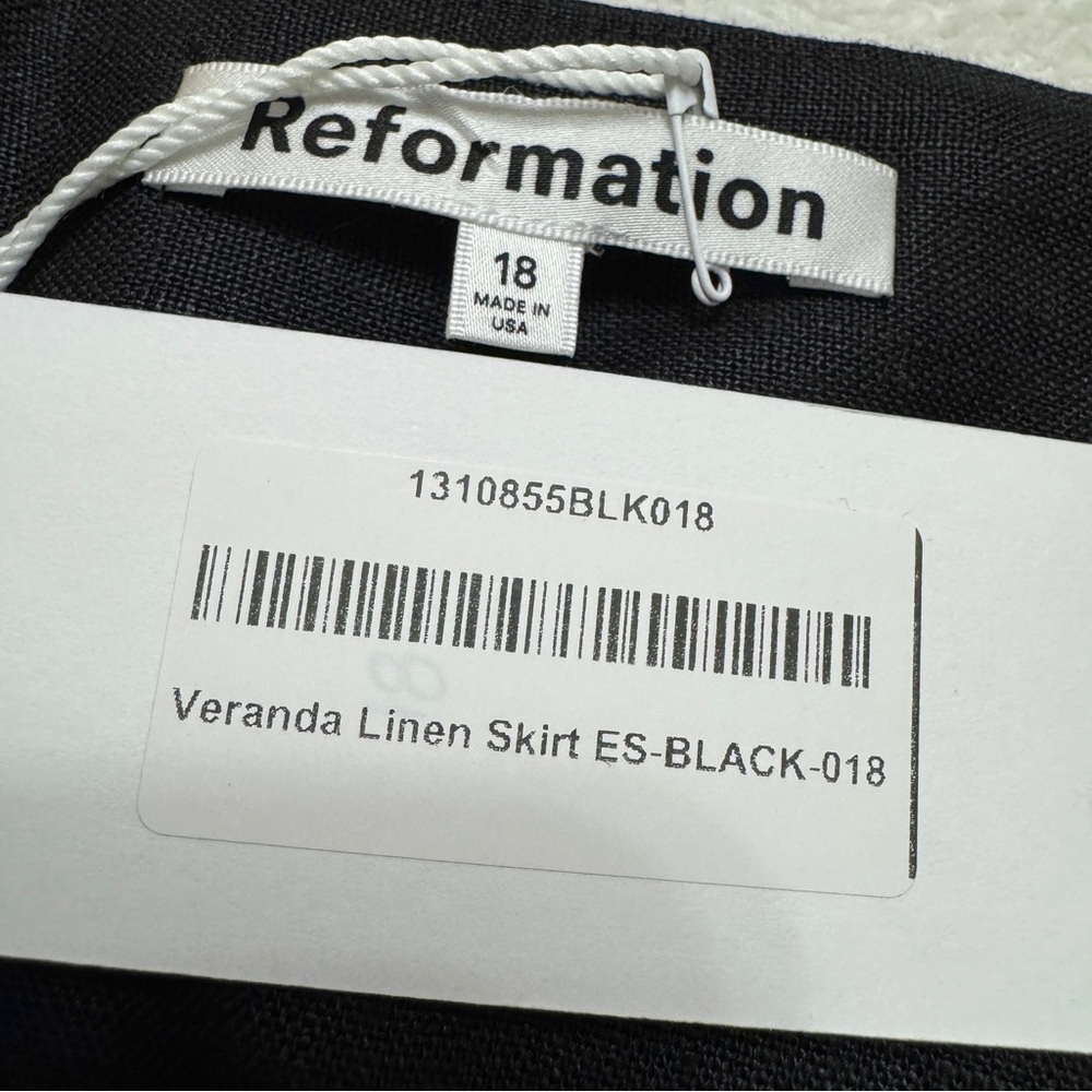 Reformation sz 18 Veranda 100% Linen Mini Skirt Black - Picture 5 of 7